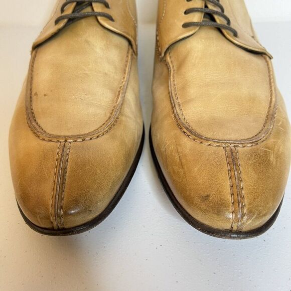 Giulio Moretti Tan Distressed Leather Oxford Shoes - Picture 3 of 9